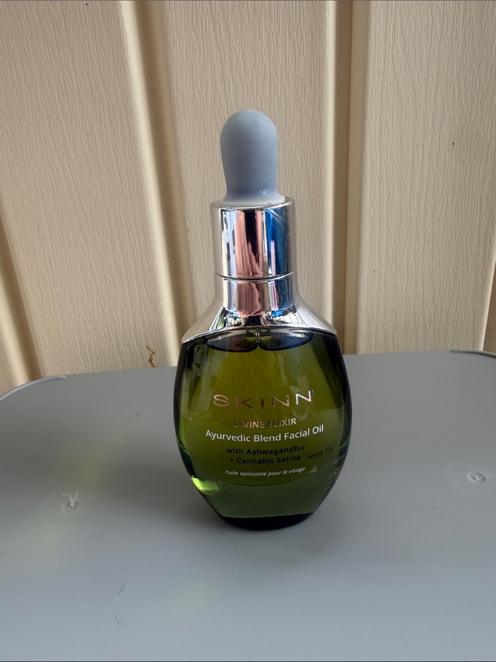 SKINN Facial Oil Bottle - Green and Silver Accents - Picture 1 of 1